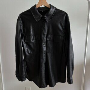 Faux Leather Shirt Jacket
